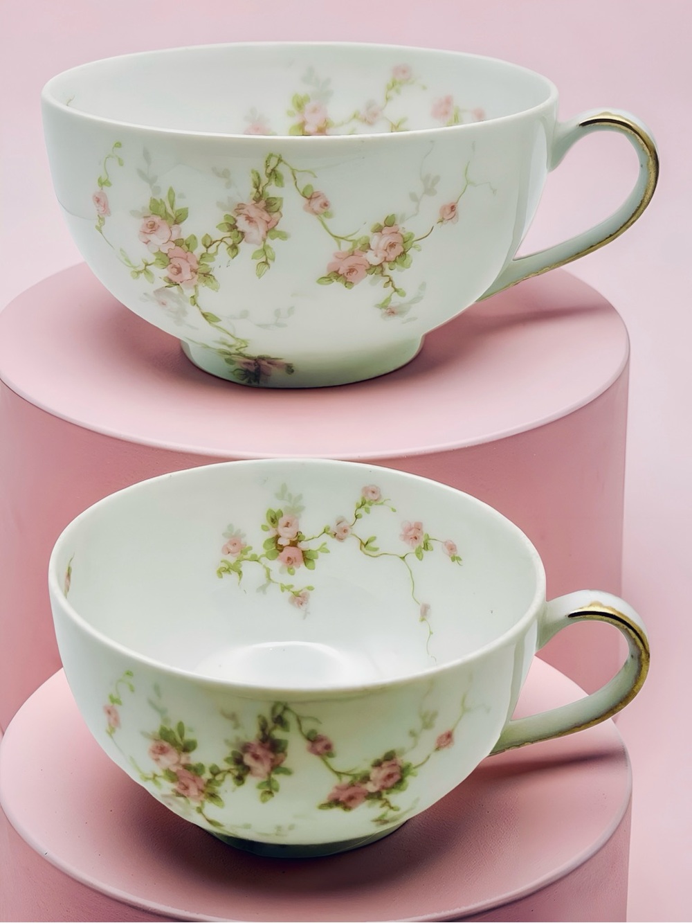 2 Antique Theodore Haviland Limoges Teacups Cottagecore